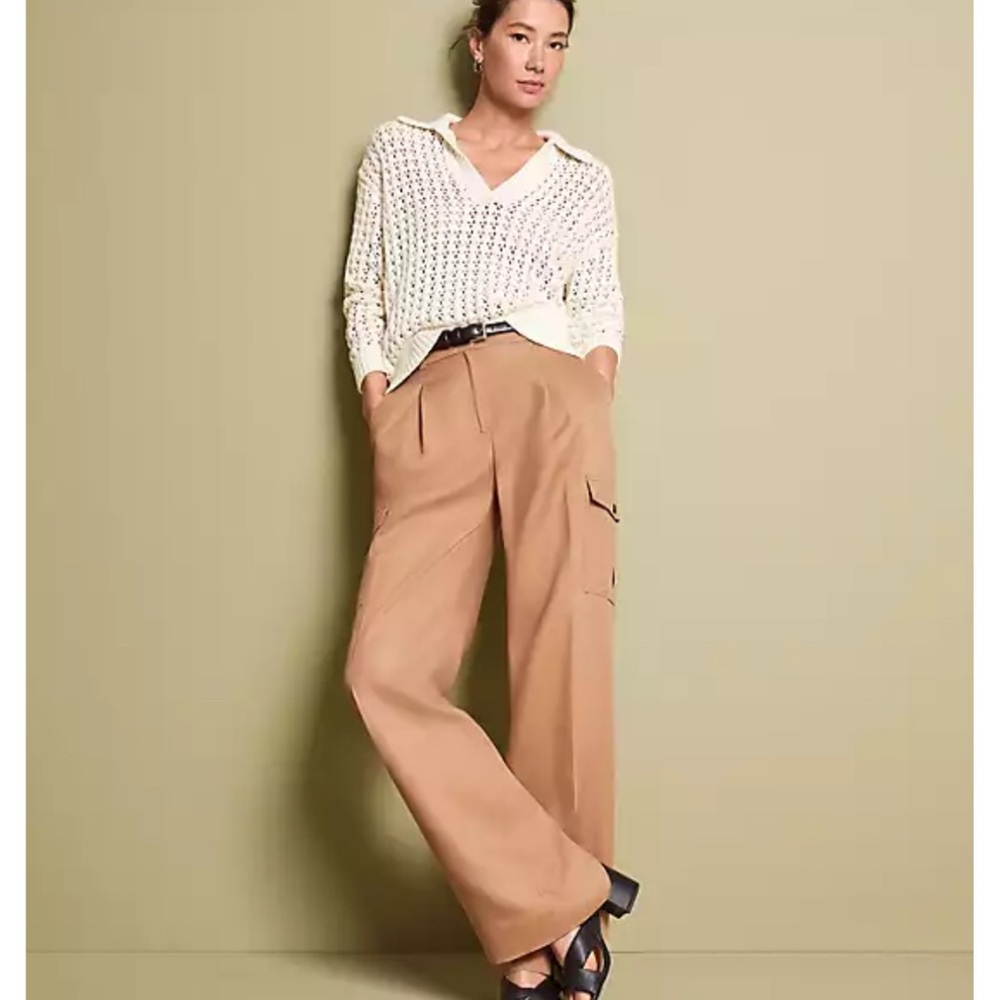 LOFT Camel Wide-Leg Pants